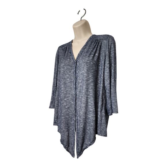 Max Studio Button Down & Tie Blouse Color Blue Size Large - Picture 2 of 10